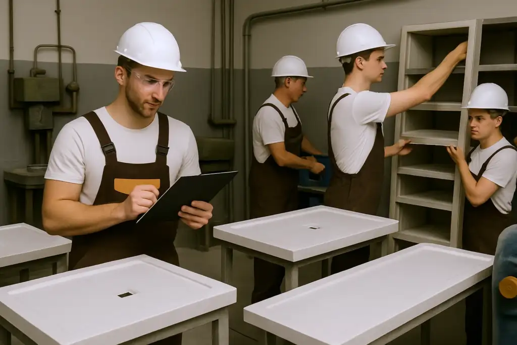 Las 5 Principales Ventajas de Elegir un Plato de Ducha de Resina 6 freepik add more workers in the factory scene to create a 87610 1